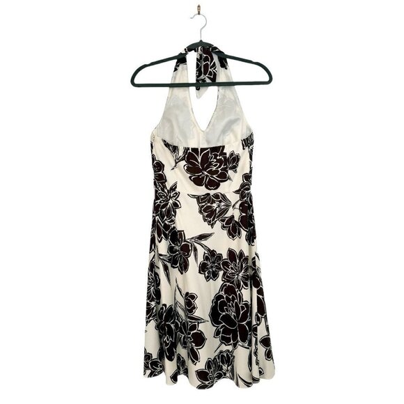 Ann Taylor Silk Halter Dress in Black Floral Size 0P - Picture 2 of 6